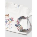 Mayoral Lány pamut póló mintás hajpánttal - White - Fehér