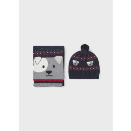   Mayoral Fiú kötött sapka, sál szett - Navy - Tengerészkék
