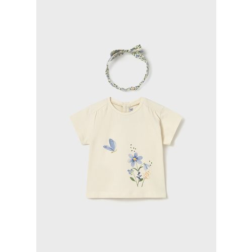 Mayoral - Virágmintás lány pamut póló hajpánttal