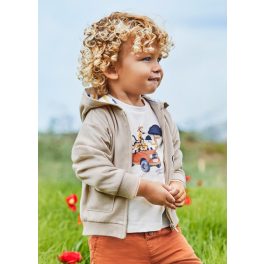   Mayoral Fiú mintás,kapucnis, pamut kardigán - Cream - Krém