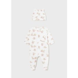   Mayoral Lány mintás pamut rugi sapkával - Baby Rose - Babarózsaszín