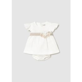 Mayoral - Lány keresztelő ruha, virágos derék szalaggal
