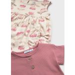 Mayoral - Virágos lány pamutruha, rövid ujjú kardigánnal