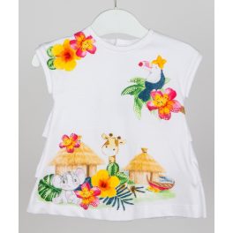 Mayoral lány pamut mintás ruha - White
