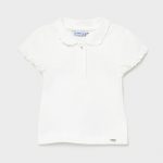 Mayoral lány csipkésujjú galléros póló - White