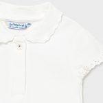 Mayoral lány csipkésujjú galléros póló - White