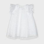 Mayoral lány glitter pöttyös alkalmi ruha felső tüllel - White