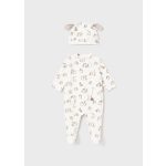 Mayoral Állatmintás pamut rugi sapkával - Natural