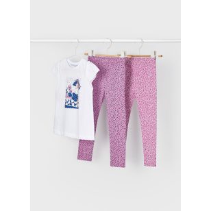   Mayoral Lány mintás leggings szett, 2 db nadrággal - Orchid