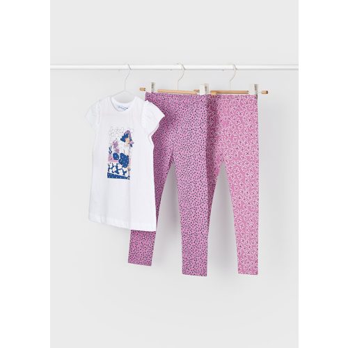 Mayoral Lány mintás leggings szett, 2 db nadrággal - Orchid