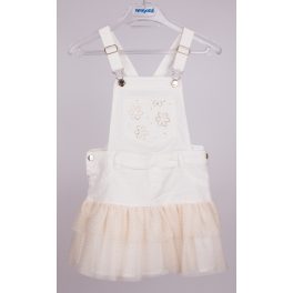 Mayoral lány kantáros vászonszoknya tüllel - Ecru