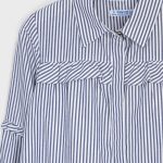 Mayoral lány csíkos blúz ezüstszállal - Navy