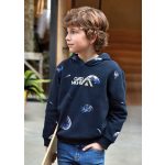 Mayoral Fiú mintás kapucnis pulóver - Navy - Tengerészkék