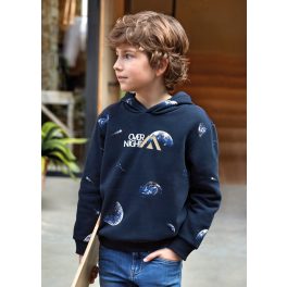   Mayoral Fiú mintás kapucnis pulóver - Navy - Tengerészkék