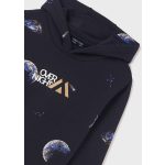 Mayoral Fiú mintás kapucnis pulóver - Navy - Tengerészkék