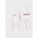 Mayoral Lány pamut rugdalódzó, sapka, előke - Misty pink - Ködös rózsaszín